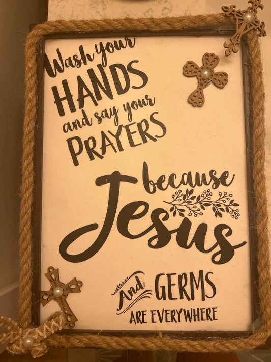 Bathroom Jesus sign