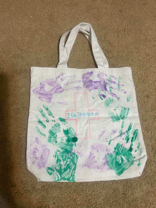 Hand print tote bag